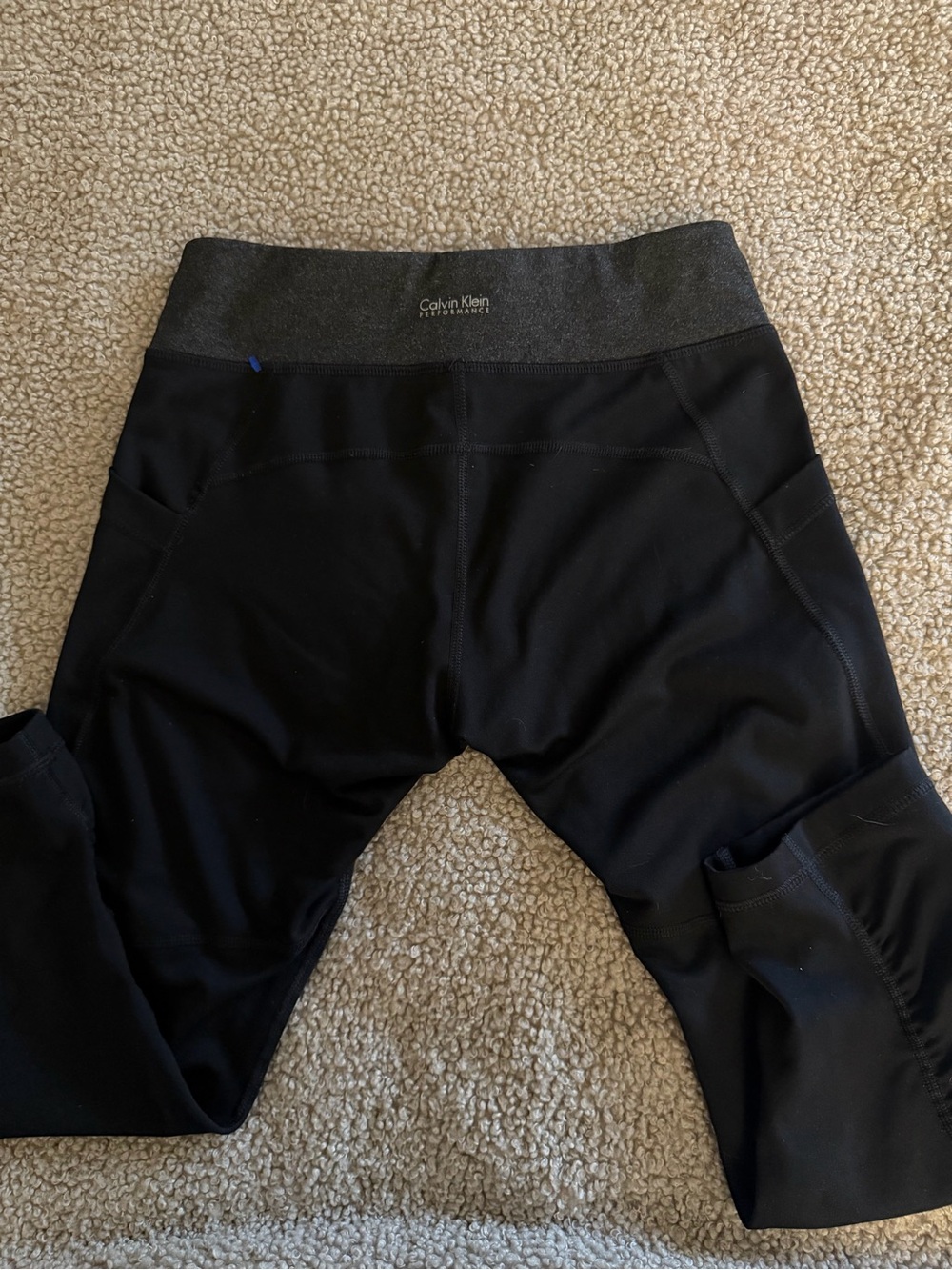 Calvin Klein Black Leggings with Dark Gray Waistband